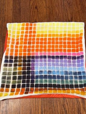 CB2 Color Block Pillow Cover - 16x16 - Rainbow Color Squares with Orange Back